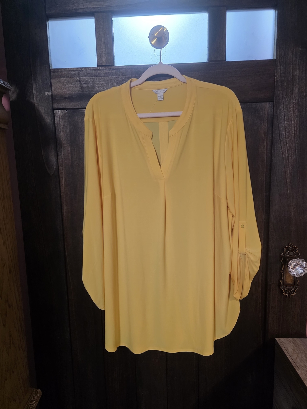 Yellow Women's Split-Neck Blouse - Classic Tunic Top
